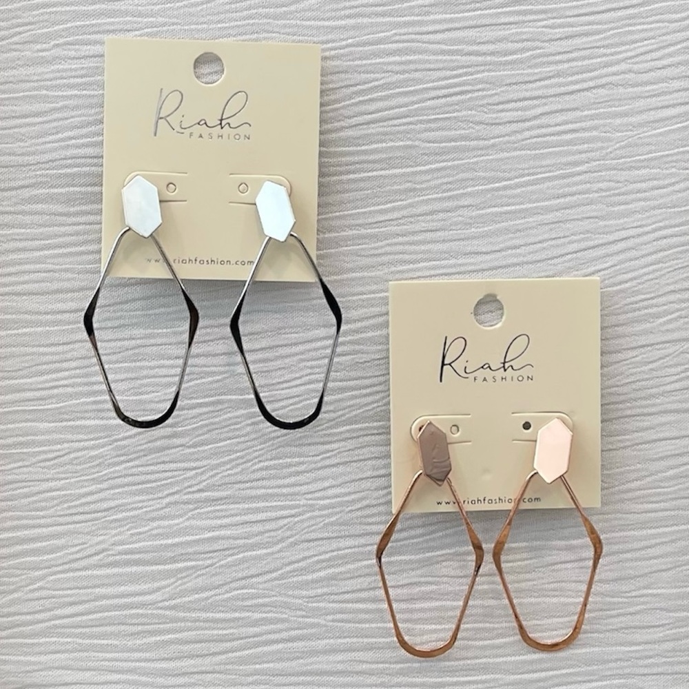 Riah Silver  & Rose Gold Dangle Earrings 2 sets